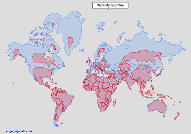 【画像】実際の世界地図、ワイらが知ってる地図と違いすぎて草www