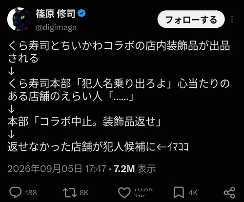 【悲報】くら寿司のちいかわ装飾品出品者、ガチで逃げ切り不可避な模様www