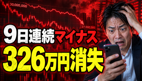 【大惨事】資産3000万円投資家、9日連続マイナスで326万円消えるｗｗｗ「現金より減ってるんだが」