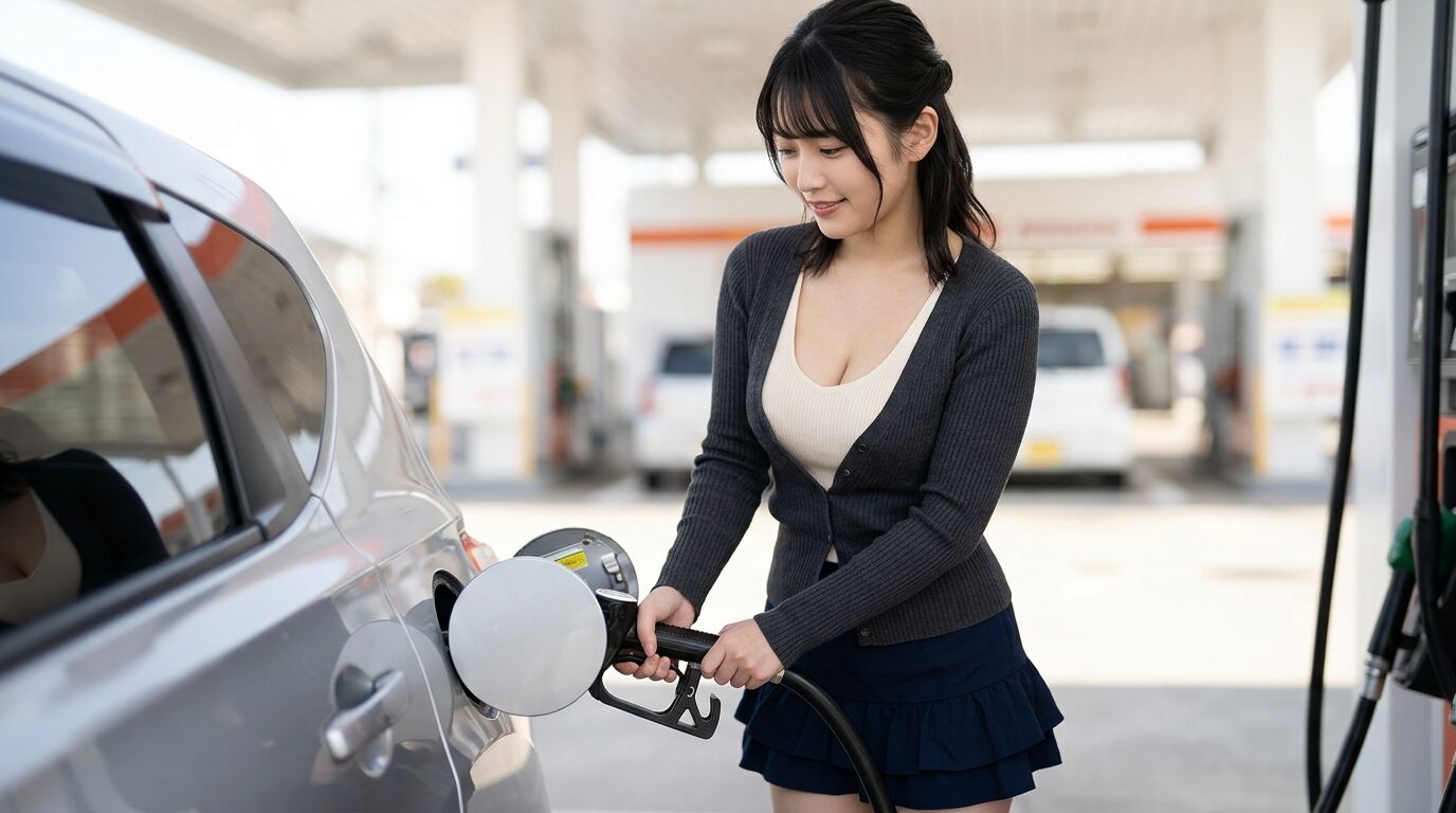 【いかんのか？】僕「ガソリン満タン入った！」(ノズルを給油口で)ｺﾝｺﾝ!