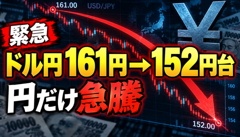 【緊急】ドル円、161円→152円台…介入報道なしで「円だけ急騰」の異常事態www