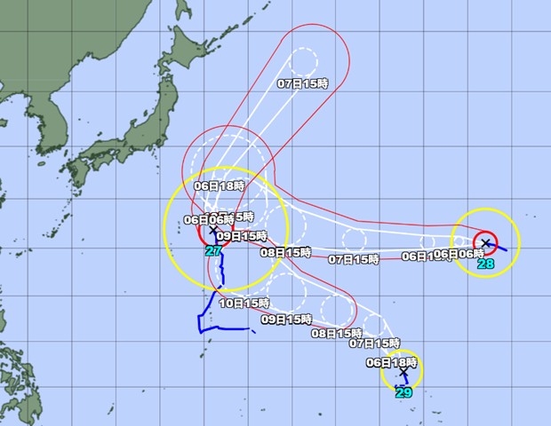 台風27「こんばんは」台風28「こんにちは」台風29「おはよう」　／(^o^)＼