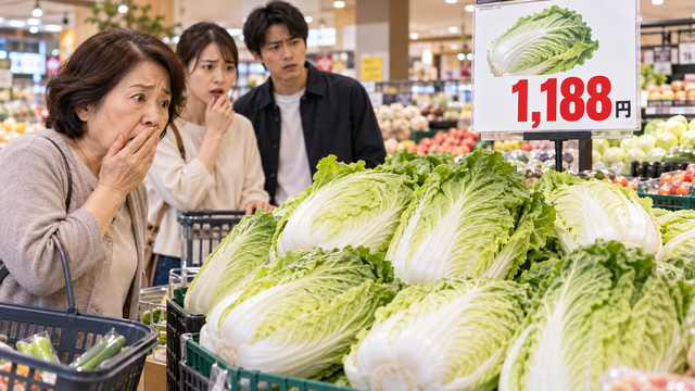 【衝撃】白菜1玉1188円、例年の3～4倍に高騰…記録的な長雨と日照不足で葉物野菜が軒並み値上がり「鍋できない」客も困惑