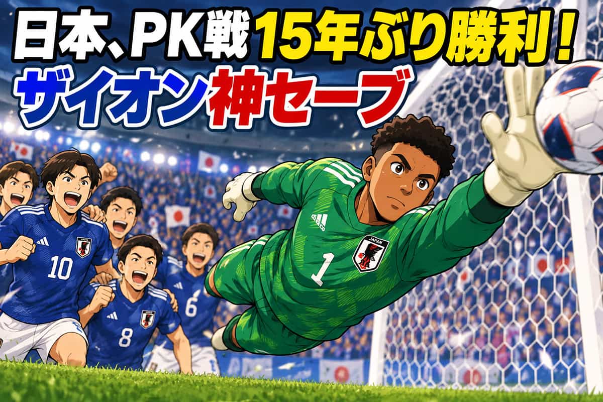 日本、PK戦15年ぶり勝利！ザイオン神セーブ