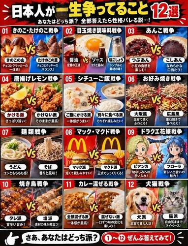 【悲報】「日本人が一生争ってること12選」がこれらしい