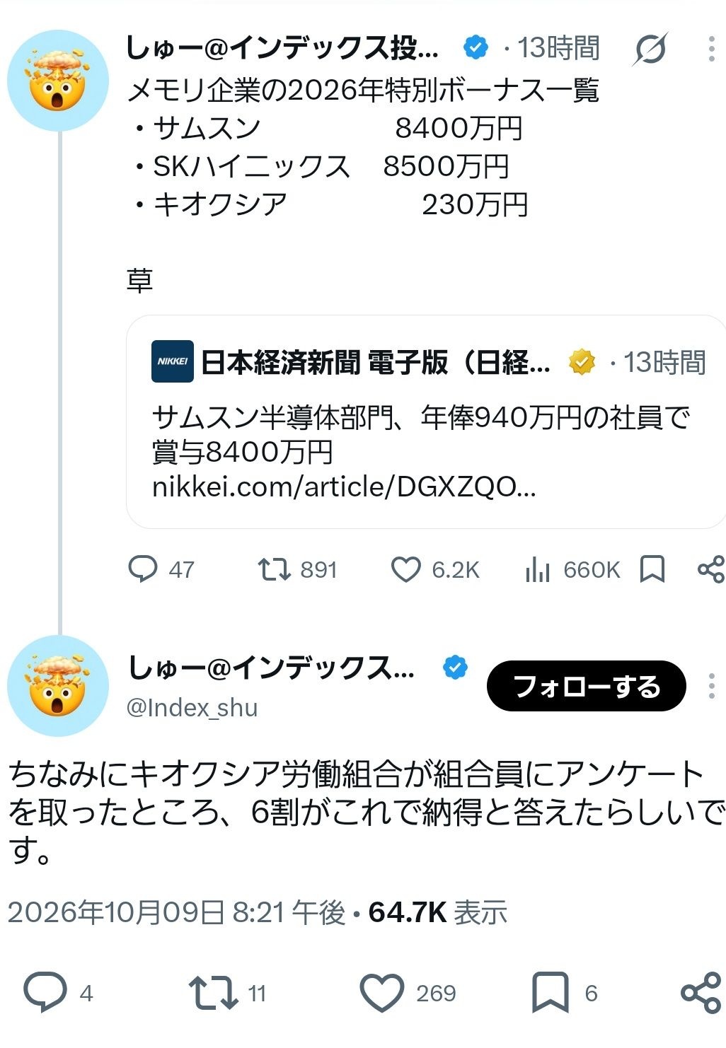 【ジャップ悲報】メモリで大儲けした企業のボーナス格差、ヤバすぎるwww